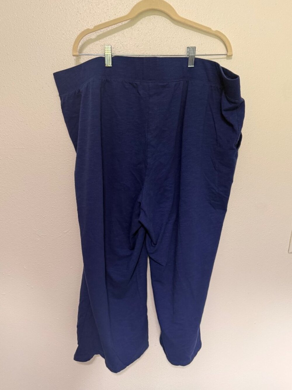 D & Co. Knit Capri Blue Pockets Elastic Waist Wide Leg Womans 2X